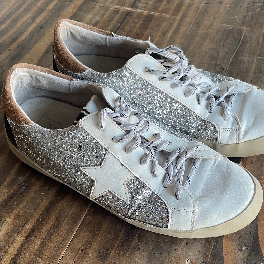 ShuShop Silver Glitter Star Sneakers
